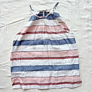 Ann Taylor Loft Linen Halter Tank Top Women’s Medium Blue Pink Peach Stripe